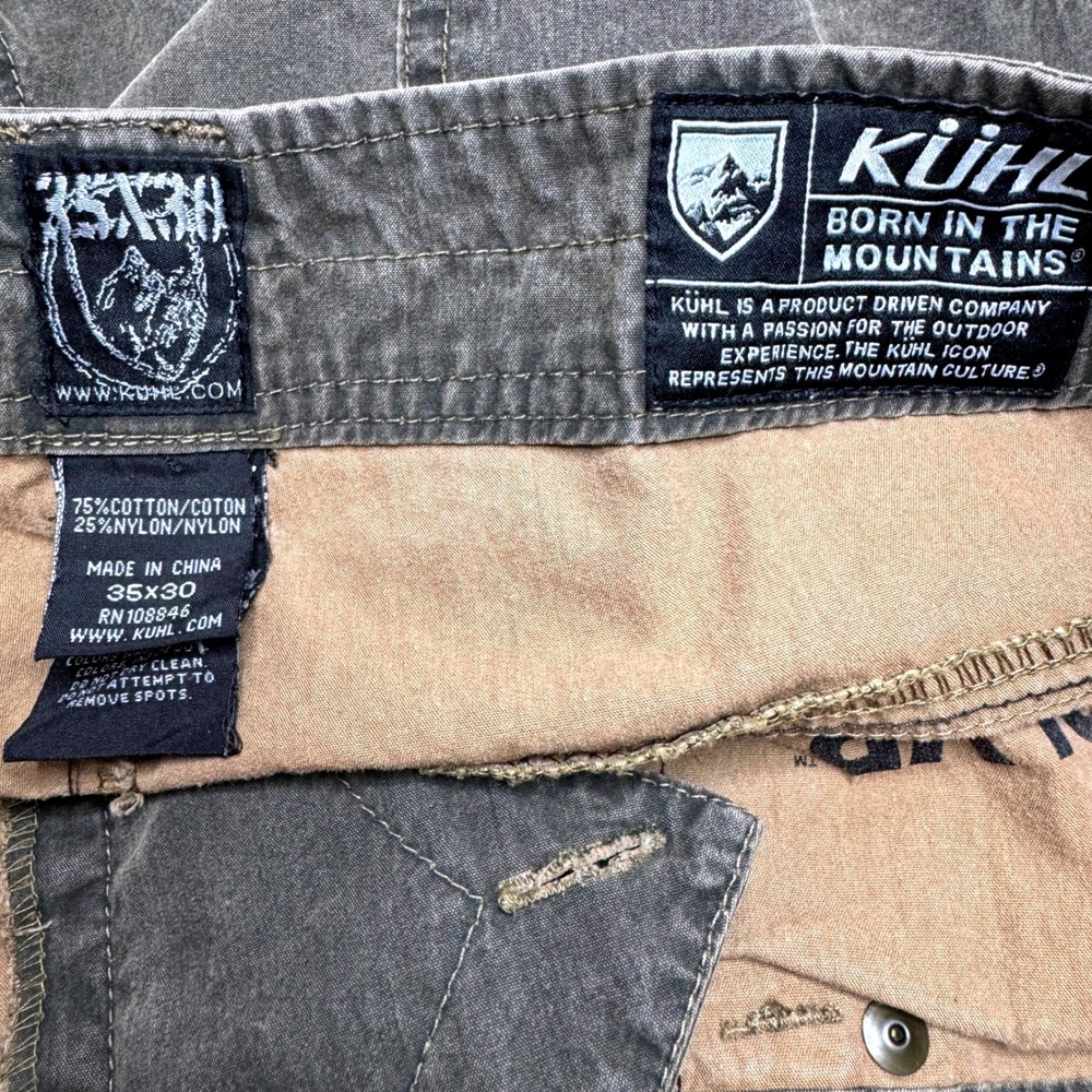 KUHL REVOLVR Vintage Patina Dye Pants Mens 35x30 Brown Cargo Outdoor Hiking - Picture 9 of 12